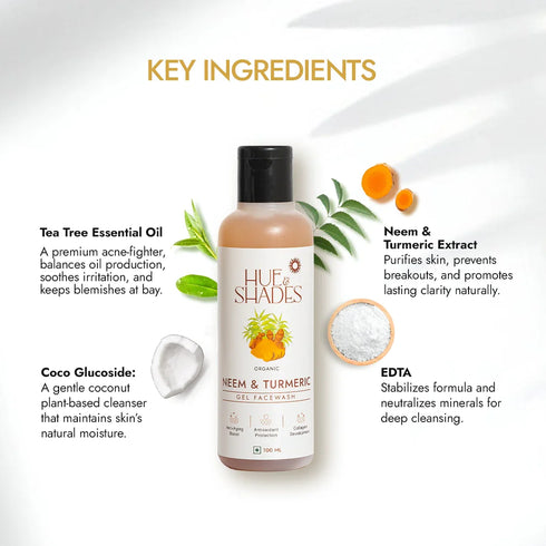 Hue And Shades Organic Neem & Turmeric Gel Facewash