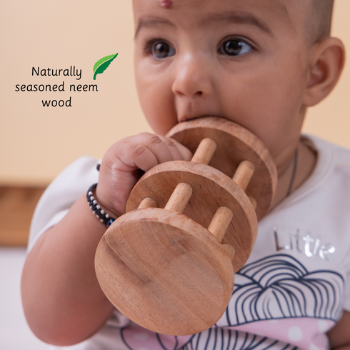 Ariro Toys Neem Wood Rattle- Double Decker