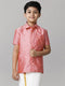 Ramraj Cotton Boys Silk Cotton Pink Half Sleeves Shirt K45