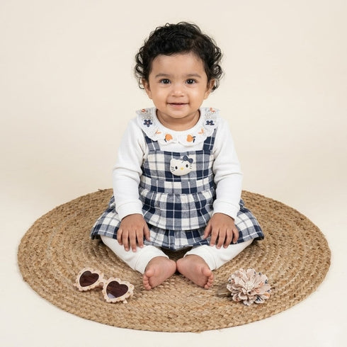 Bachpan kids wear New born Faux-Layered Frock & Leggings Set