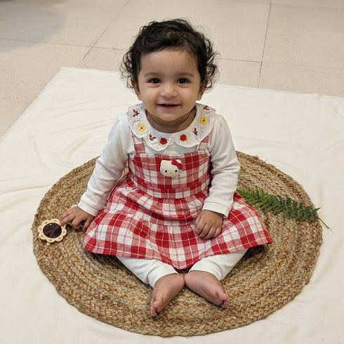 Bachpan kids wear New born Faux-Layered Frock & Leggings Set