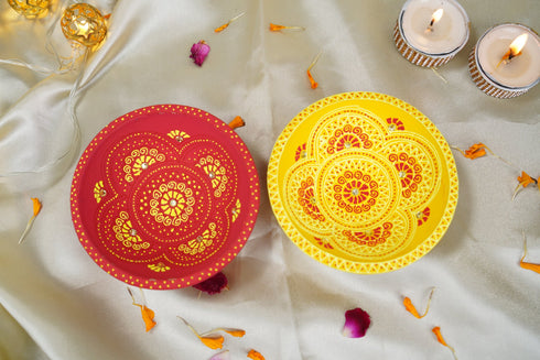 Samskara Home Nibha Handpainted Terracotta Diya (Set Of 2)