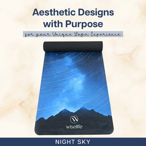 Wiselife PU Printed & Natural Rubber Yoga Mat - 6mm Night Sky