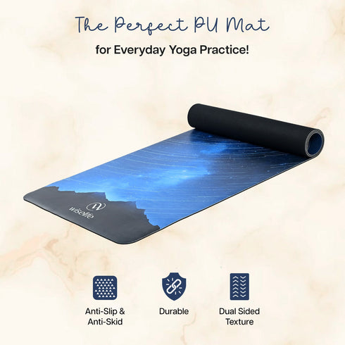 Wiselife PU Printed & Natural Rubber Yoga Mat - 6mm Night Sky