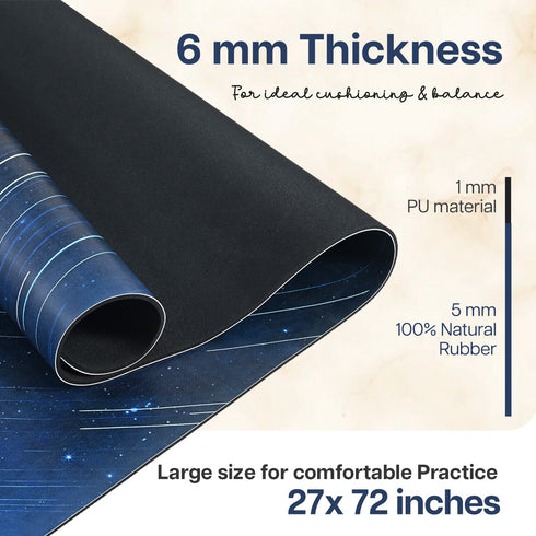 Wiselife PU Printed & Natural Rubber Yoga Mat - 6mm Night Sky