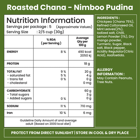 Jabsons Foods Nimboo Pudina Roasted Chana