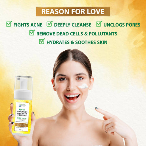 Fytika Curcumin AntiAcne Foaming Face Wash with Honey & Tulsi