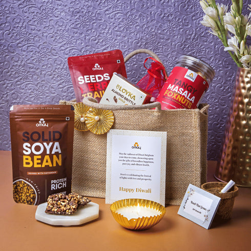 Omay Foods Nourish & Nibble Diwali Jute Bag