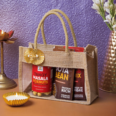 Omay Foods Nourish & Nibble Diwali Jute Bag