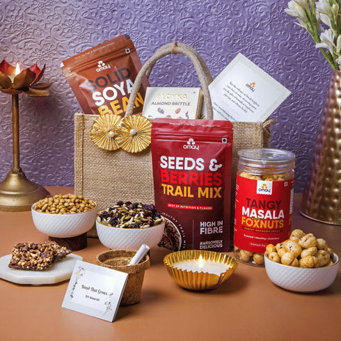 Omay Foods Nourish & Nibble Diwali Jute Bag