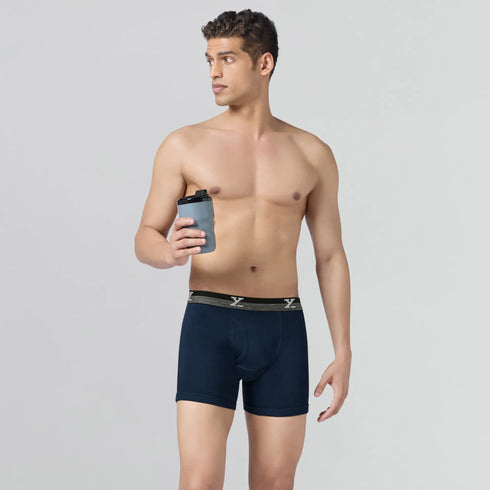 XYXX Nova Cotton Boxer Briefs (Outer Elastic) - Midnight Blue