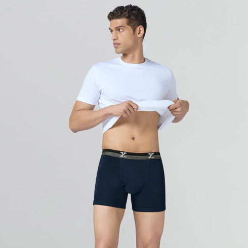 XYXX Nova Cotton Boxer Briefs (Outer Elastic) - Midnight Blue