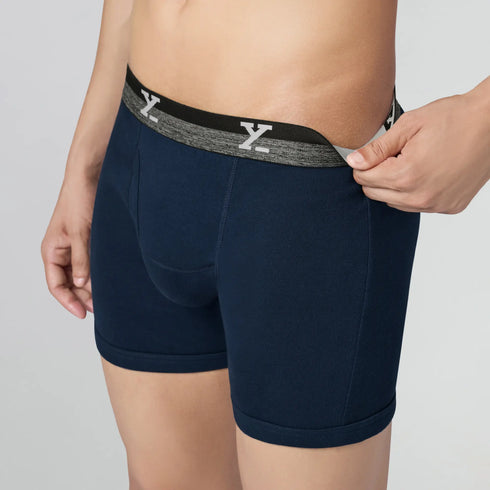 XYXX Nova Cotton Boxer Briefs (Outer Elastic) - Midnight Blue