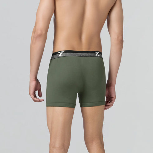 XYXX Nova Cotton Boxer Briefs (Outer Elastic) - Olive Green