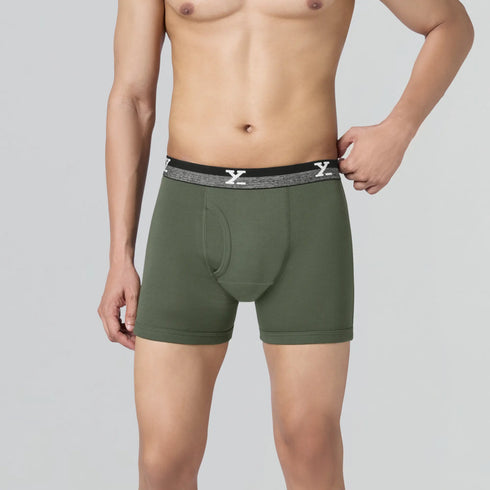 XYXX Nova Cotton Boxer Briefs (Outer Elastic) - Olive Green