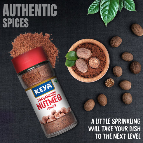 Keya Travancore Nutmeg Powder Ground Jaiphal 60g Freshly Ground Nutmeg for Cooking Baking & Beverages Ideal for Indian Asian and Western Dishes Rich Aromatic Flavor for Soups Curries Desserts & Spices Authentic Versatile Spice