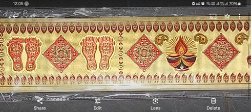 Vastu Spl Foot Lucky Diya Door Front Gadapa (2.5 Feet) Sticker Gold Special