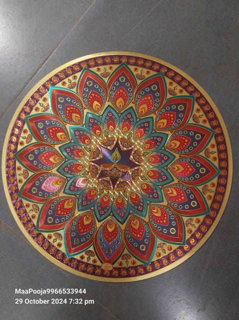 Rangoli Sticker Spl Vastu Diya Lamps Gold Color