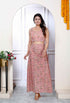 Miravan Womens Orange Floral Printed Crop Top And Skirt Co Ord Set
