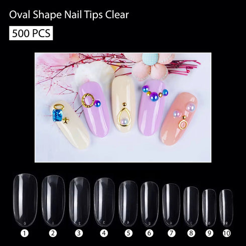 Shills Professional PKT 500pcs Oval Shape Nail Tips Clear