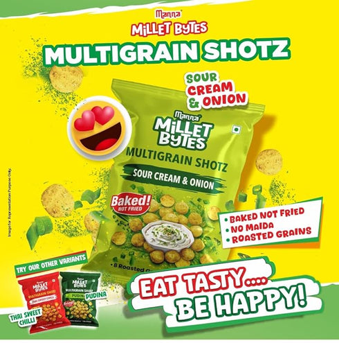 Manna Foods Millet Bytes Sour Cream & Onion Pack of 5