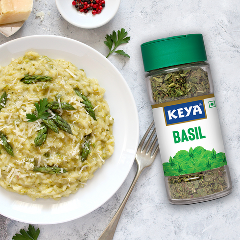 Keya Basil Freeze Dried Seasoning for Pasta Pizzas Soups and Salads Rich in Antioxidants & Supports Digestion No Artificial Flavours or Colours