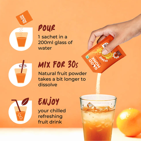 Good Monk Instant Fruit Drink Mix Natural Orange Powder