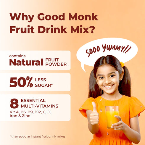Good Monk Instant Fruit Drink Mix Natural Orange Powder
