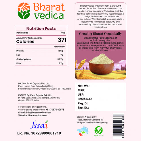 Bharat Vedica Organic Amaranth Flour Organic Rajgira ka Atta