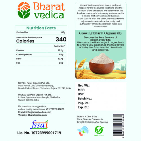 Bharat Vedica Organic Khapli Wheat Flour Organic Khapli Gehu ka Atta