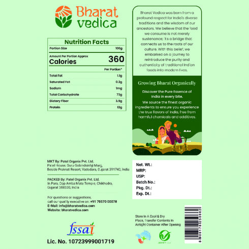 Bharat Vedica Organic Semolina Organic Suji Organic Rawa