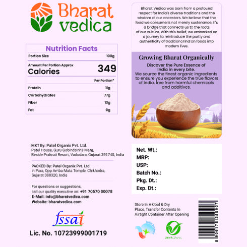 Bharat Vedica Organic Sharbati Wheat Flour Organic Sharbati Gehu ka Atta