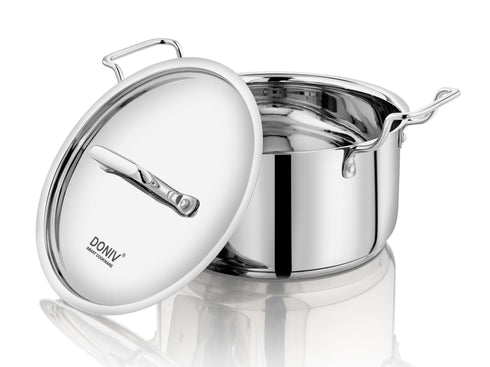 Vinod Doniv Majestic Stainless Steel Sandwich Bottom Sauce Pot With Lid 22 cm 4.5 ltr Induction Friendly