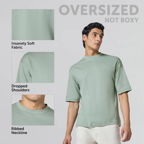 XYXX Drift Cotton Oversized T-shirts Sage Green