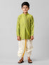 Ramraj Cotton Boys Parrot Green Kurta with Cream Art Silk Panchakacham Combo EMD5