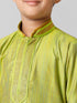 Ramraj Cotton Boys Parrot Green Kurta with Cream Art Silk Panchakacham Combo EMD5
