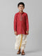 Ramraj Cotton Boys Red Kurta with Cream Art Silk Panchakacham Combo EMD4
