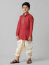 Ramraj Cotton Boys Red Kurta with Cream Art Silk Panchakacham Combo EMD4