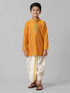 Ramraj Cotton Boys Orange Kurta with Cream Art Silk Panchakacham Combo EMD3