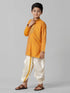 Ramraj Cotton Boys Orange Kurta with Cream Art Silk Panchakacham Combo EMD3