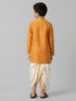 Ramraj Cotton Boys Orange Kurta with Cream Art Silk Panchakacham Combo EMD3