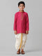 Ramraj Cotton Boys Dark Pink Kurta with Cream Art Silk Panchakacham Combo EMD1