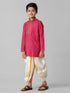 Ramraj Cotton Boys Dark Pink Kurta with Cream Art Silk Panchakacham Combo EMD1