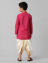 Ramraj Cotton Boys Dark Pink Kurta with Cream Art Silk Panchakacham Combo EMD1