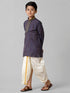 Ramraj Cotton Boys Navy Kurta with Cream Art Silk Panchakacham Combo EMD6