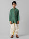 Ramraj Cotton Boys Dark Green Kurta with Cream Art Silk Panchakacham Combo EMD7