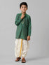 Ramraj Cotton Boys Dark Green Kurta with Cream Art Silk Panchakacham Combo EMD7