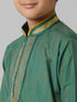 Ramraj Cotton Boys Dark Green Kurta with Cream Art Silk Panchakacham Combo EMD7