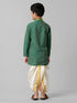 Ramraj Cotton Boys Dark Green Kurta with Cream Art Silk Panchakacham Combo EMD7