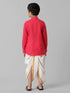Ramraj Cotton Boys Breeze Cotton Pink Kurta with Cream Elastic Panchakacham Combo COT1